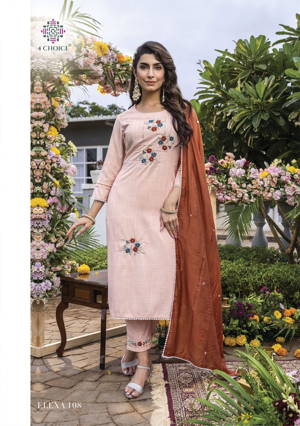 4 Choice Elexa Printed Viscose Kurti Pant With Dupatta Collection
